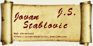 Jovan Stablović vizit kartica